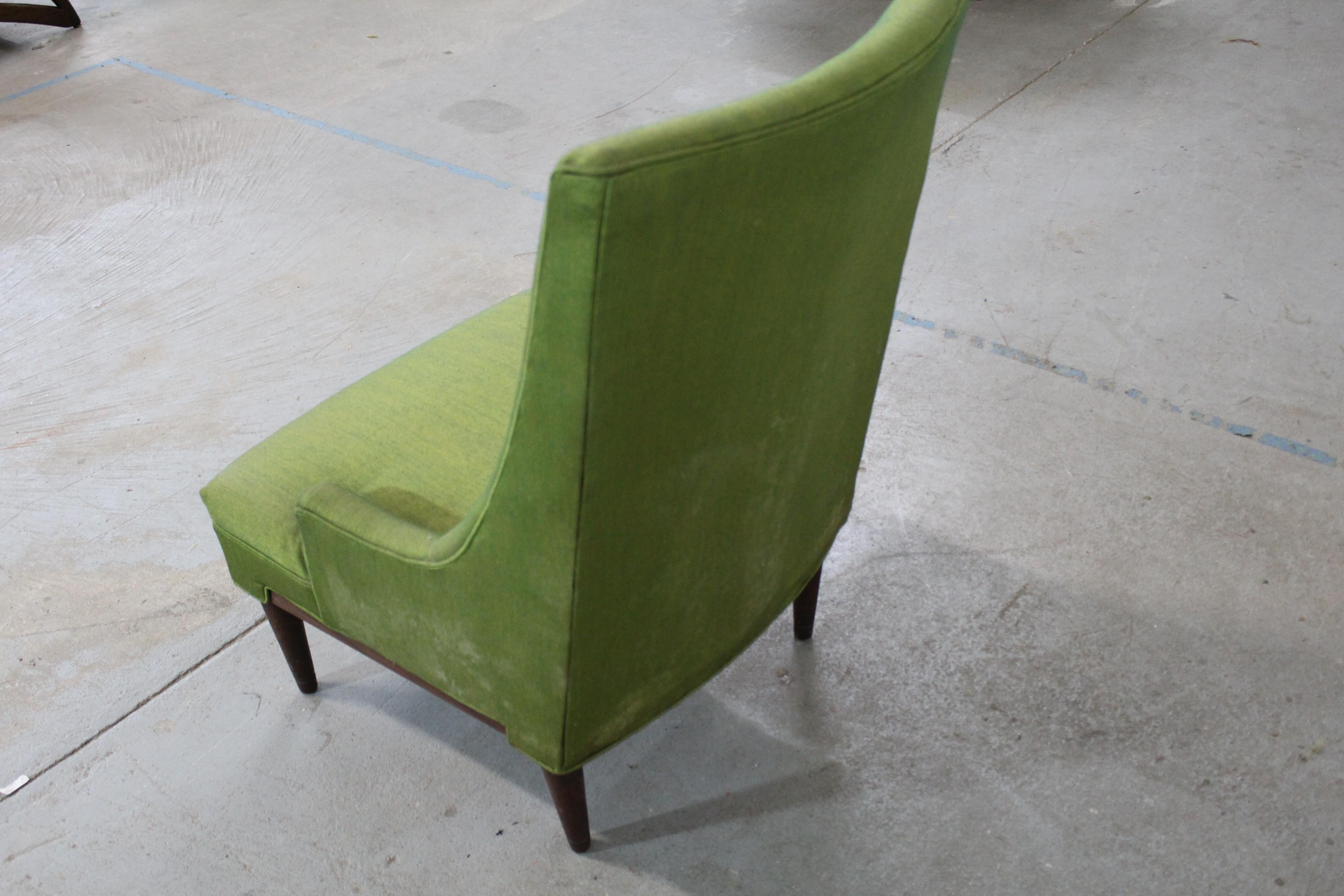 Fabric Vintage Mid-Century Modern Low Profile Arm/Accent Chair For Sale