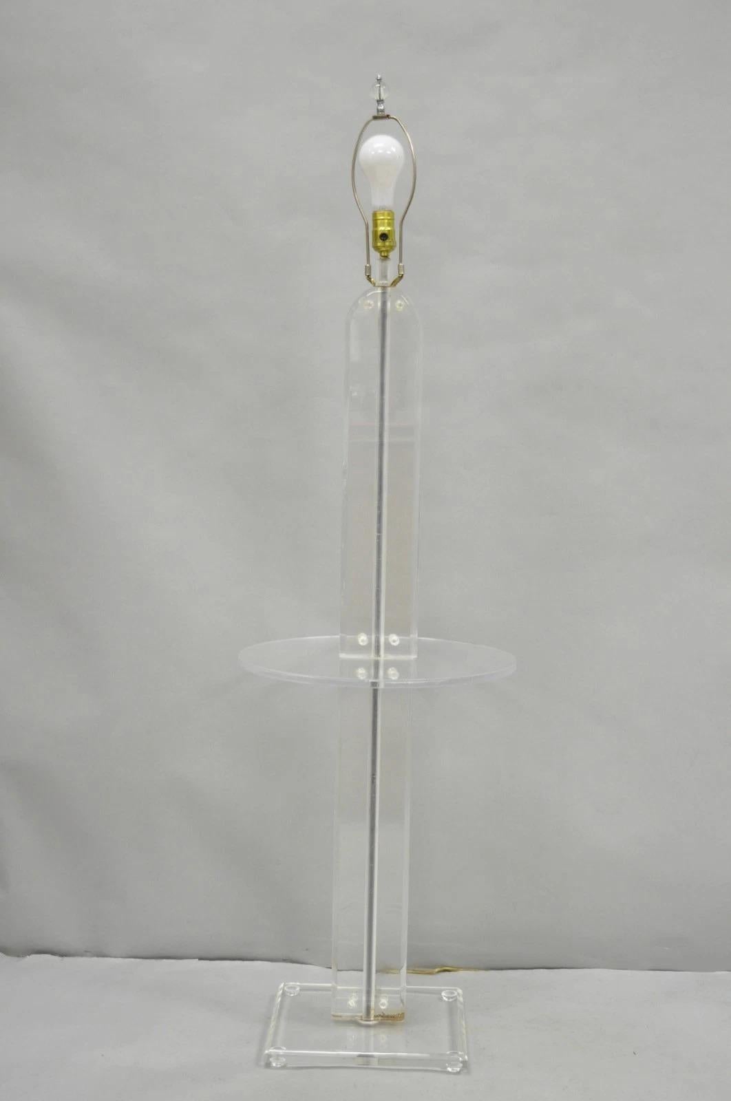 Vintage Mid Century Modern Lucite Acrylic Skyscraper Side Table Floor Lamp For Sale 5