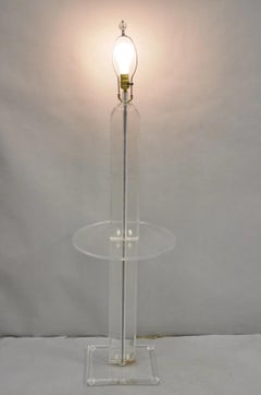 Vintage Mid Century Modern Lucite Acrylic Skyscraper Side Table Floor Lamp