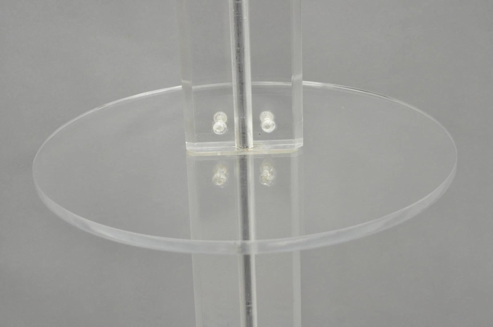 20th Century Vintage Mid Century Modern Lucite Acrylic Skyscraper Side Table Floor Lamp For Sale
