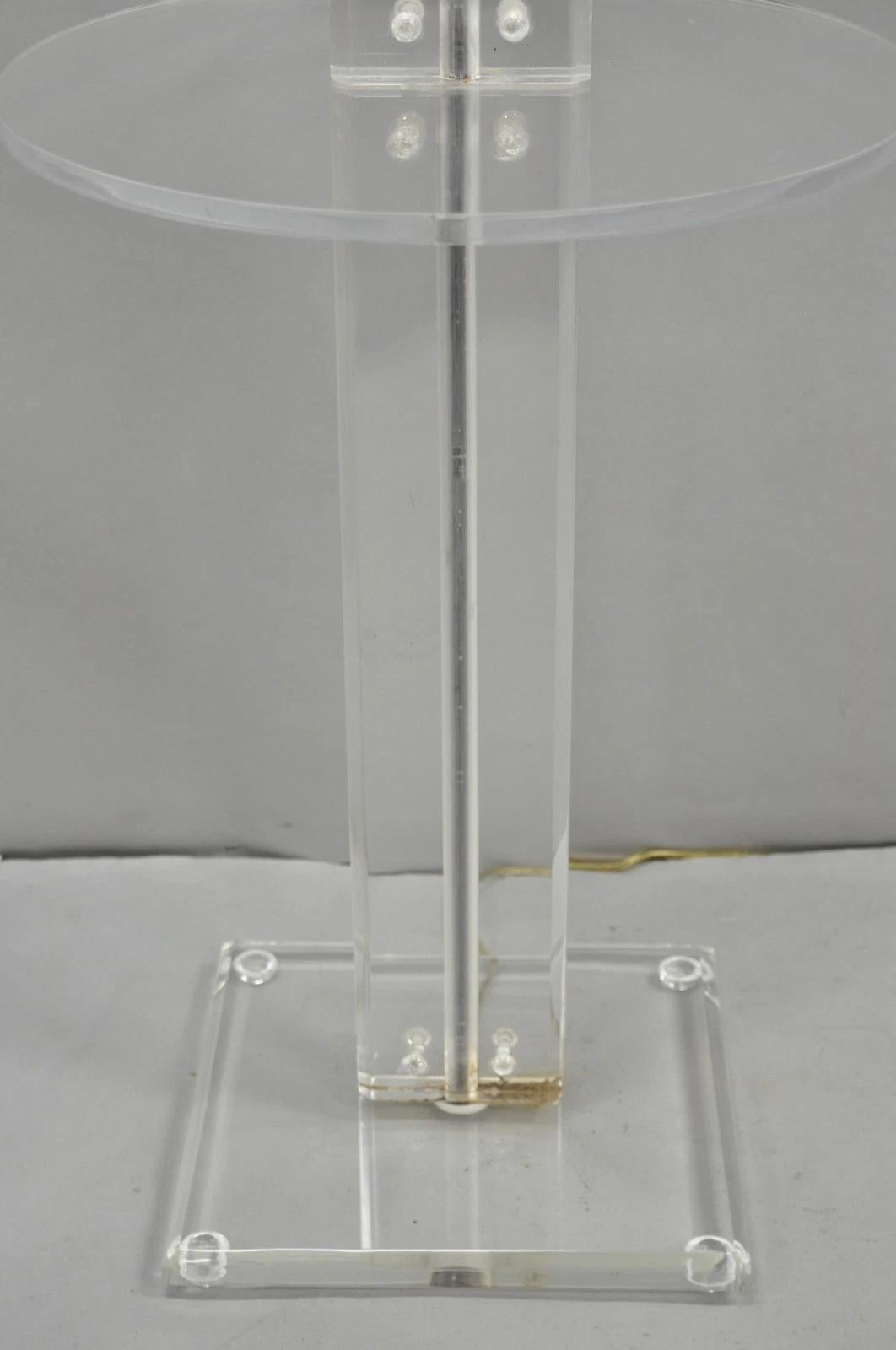 Vintage Mid Century Modern Lucite Acrylic Skyscraper Side Table Floor Lamp For Sale 1