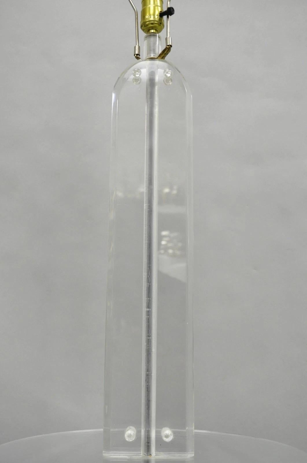 Vintage Mid Century Modern Lucite Acrylic Skyscraper Side Table Floor Lamp For Sale 3