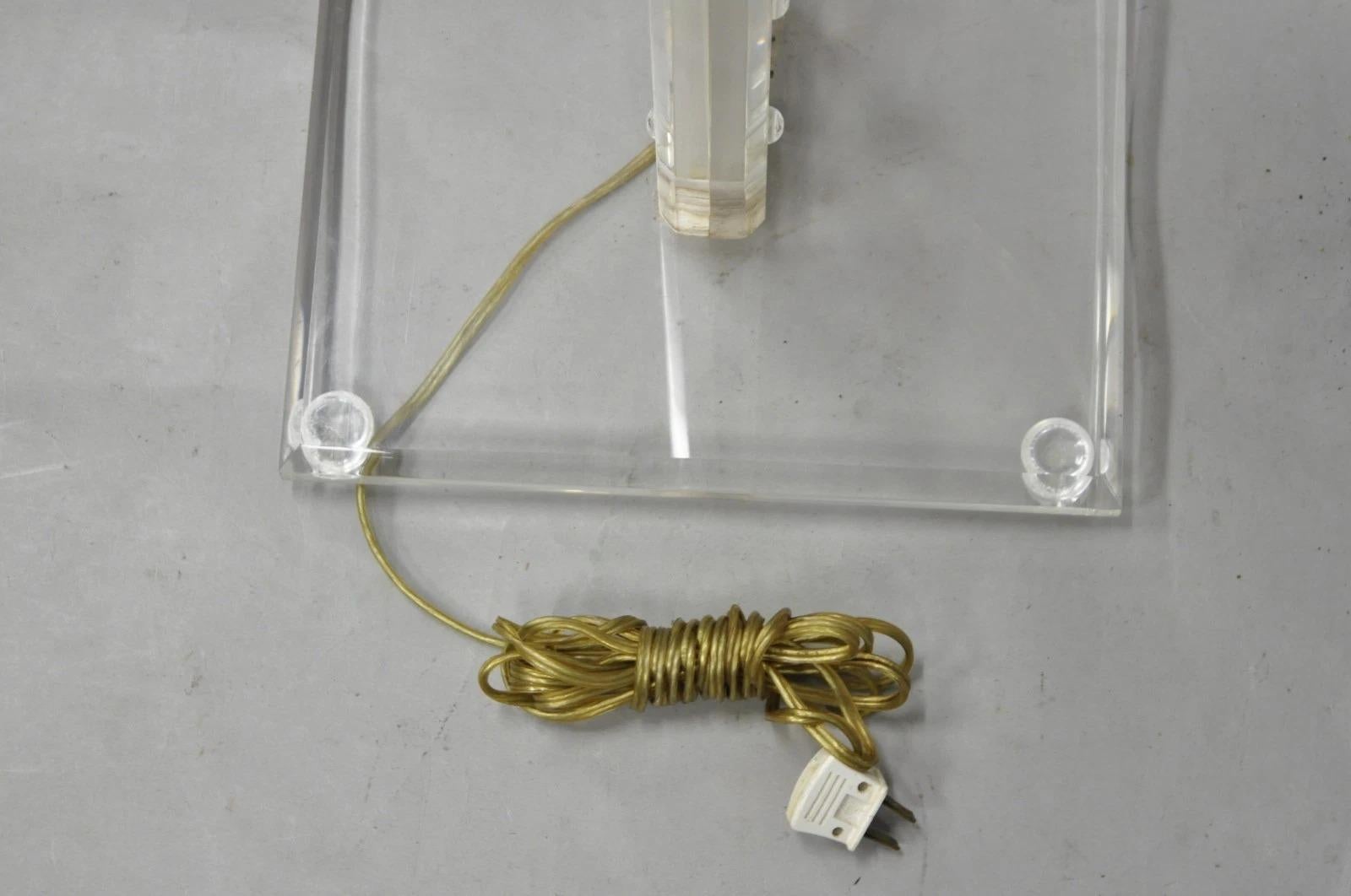 Vintage Mid Century Modern Lucite Acrylic Skyscraper Side Table Floor Lamp For Sale 4