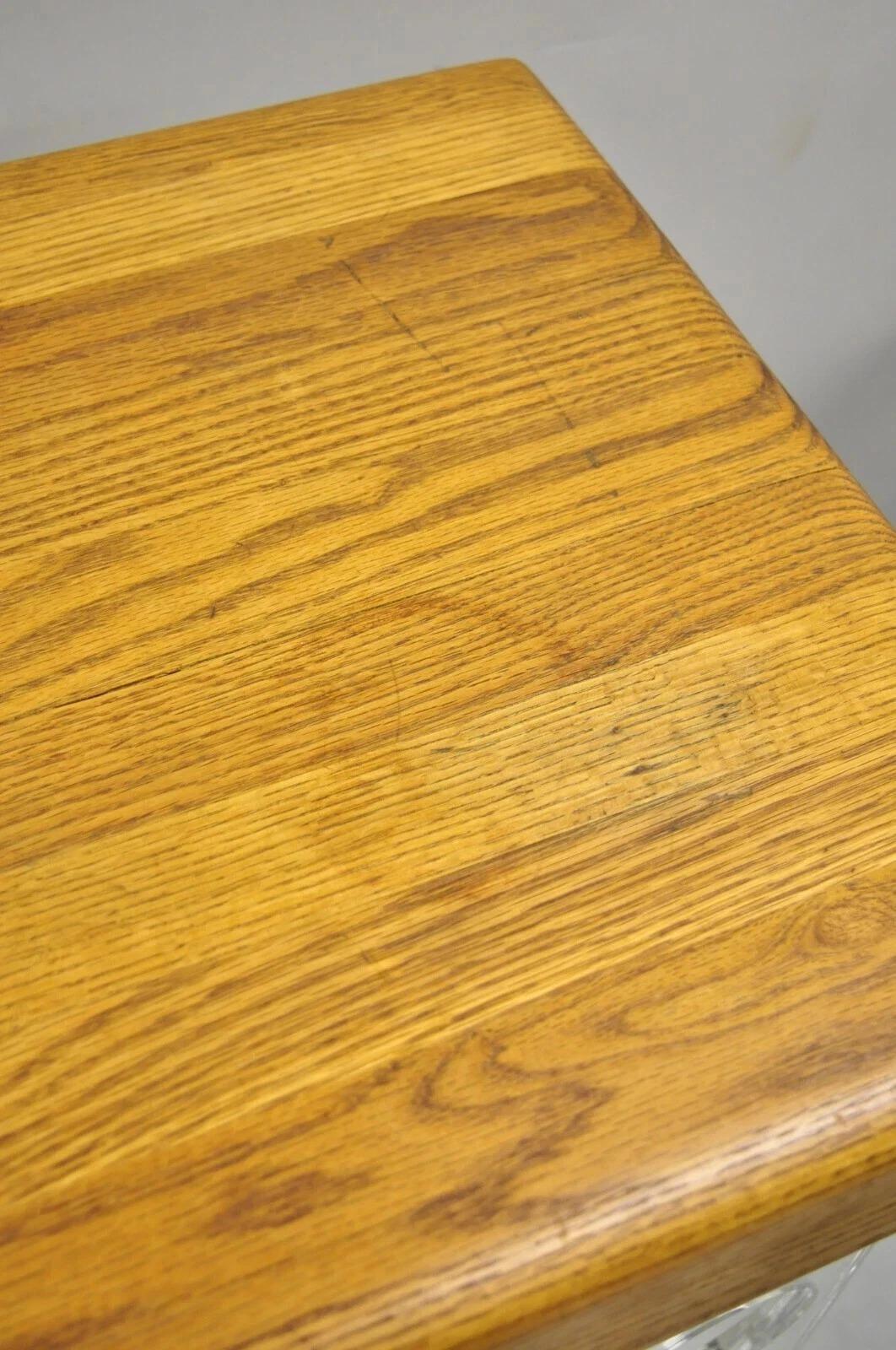 Vintage Mid Century Modern Lucite and Oak Wood Butcher Block Liquor Bar Table For Sale 2