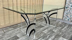 Table de salle à manger Vintage Mid Century Modern Lucite base. Vers 1970.
