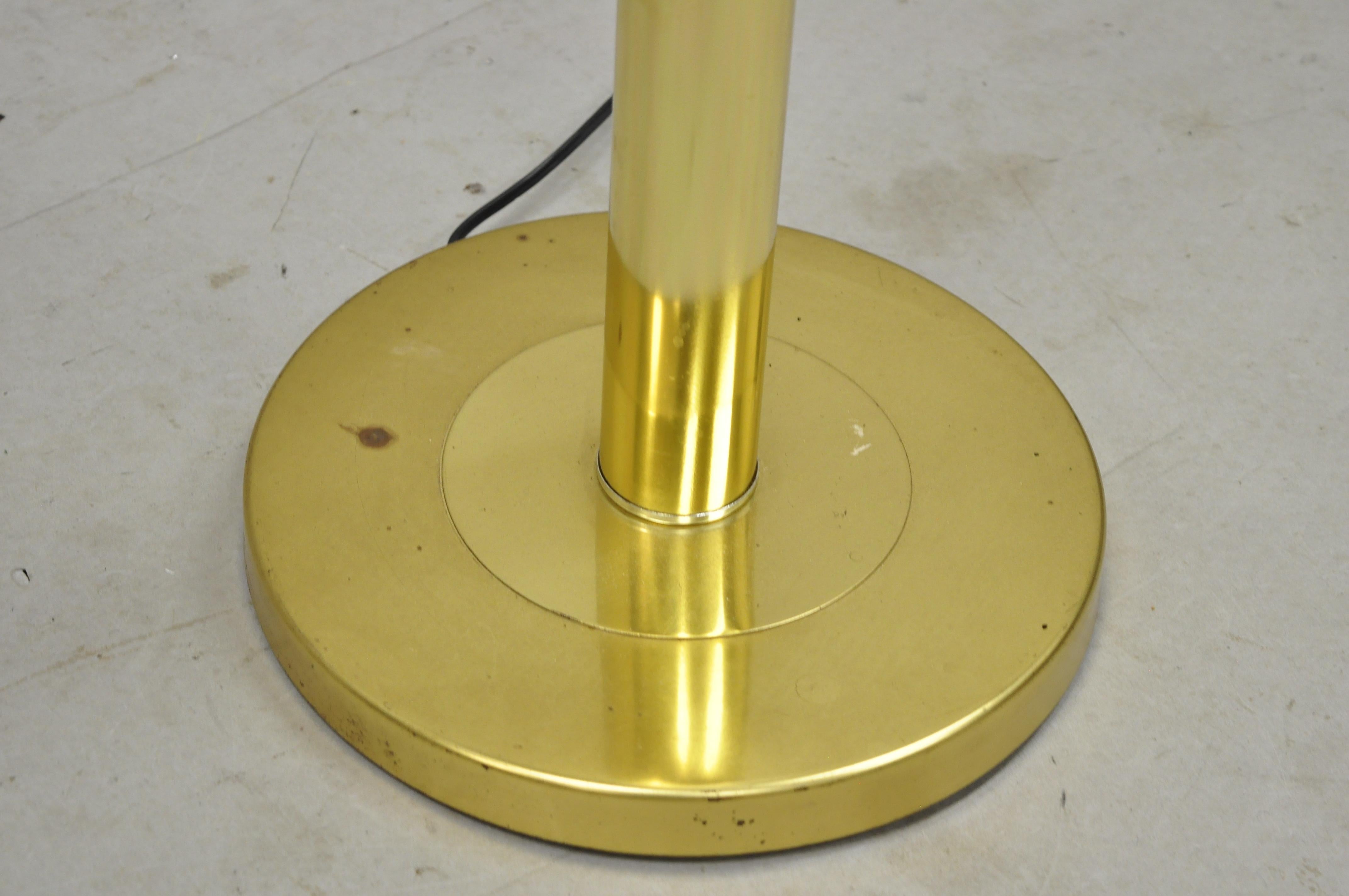 20th Century Vintage Mid-Century Modern Lucite Brass Glass Pole Floor Lamp Side Table 'A' For Sale