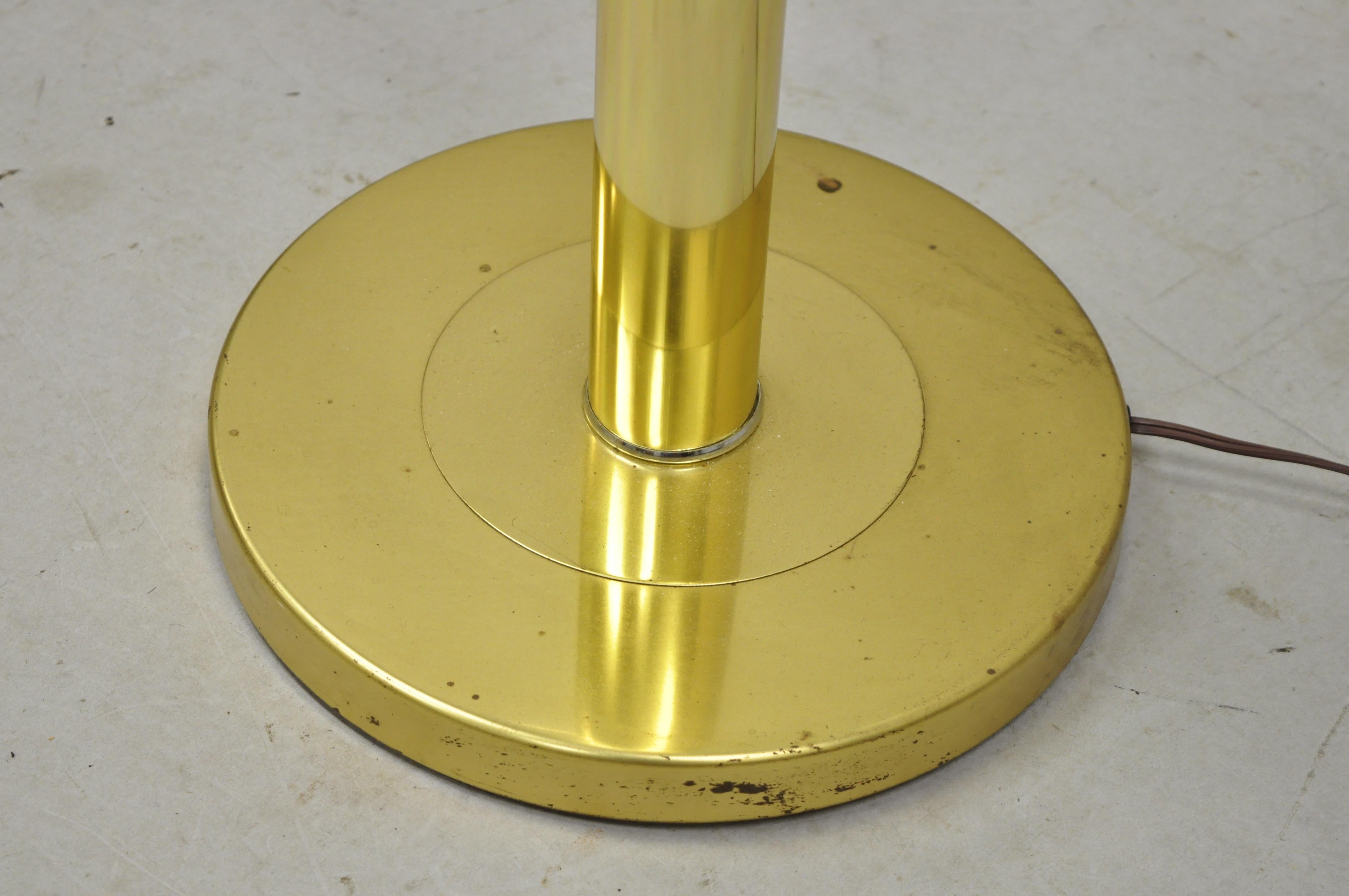 Vintage Mid-Century Modern Lucite Brass Glass Pole Floor Lamp Side Table 'B' 3