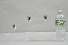 Vintage Mid Century Modern Lucite Chrome Sculptural Arched Candlestick Holder