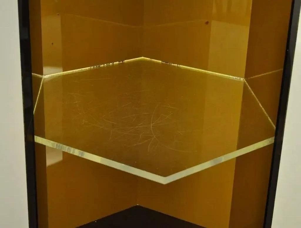 Vintage Mid Century Modern Lucite Lighted Revolving Tall Narrow Retail Display 1