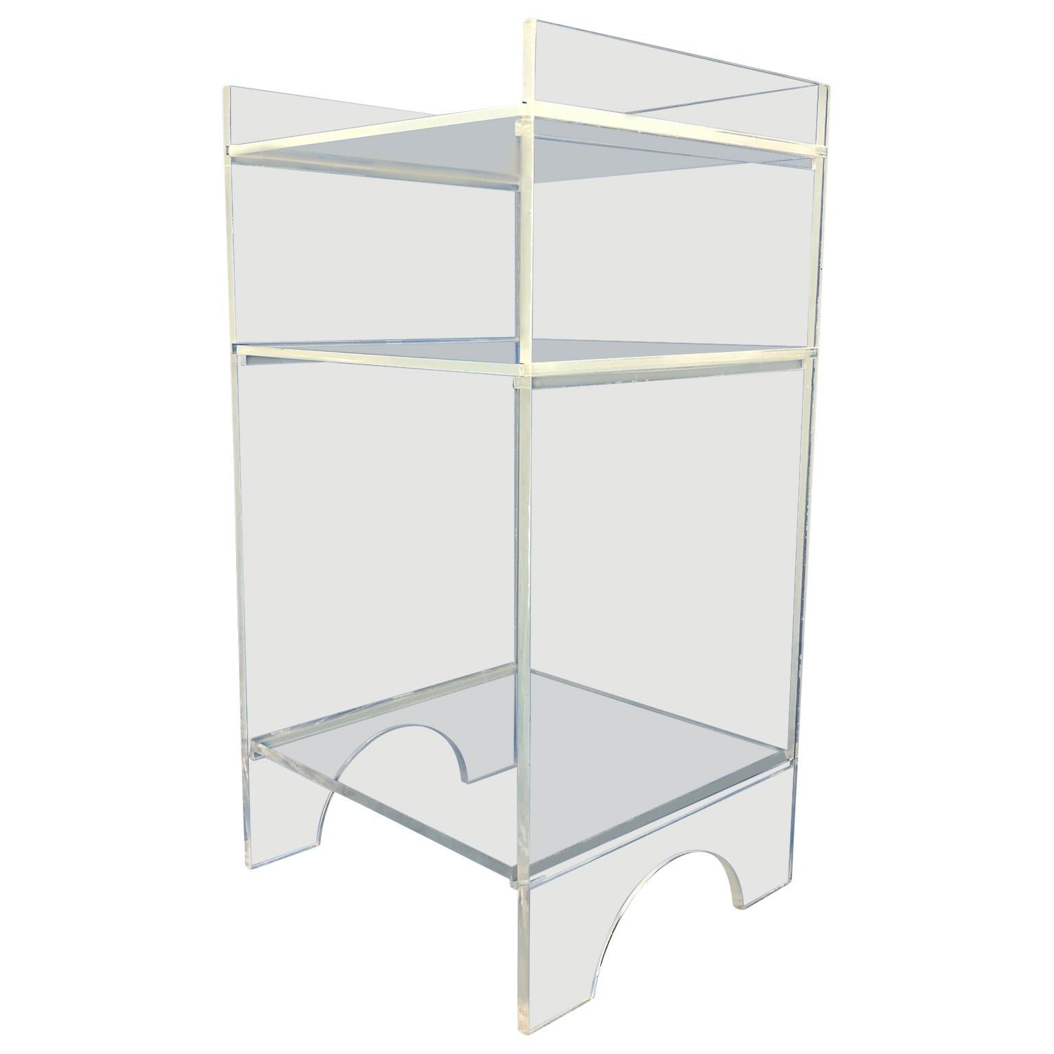 Vintage Mid-Century Modern Lucite office side table or dry bar

Two top shelves are re-movable in order to allow for taller bottles and equipment.