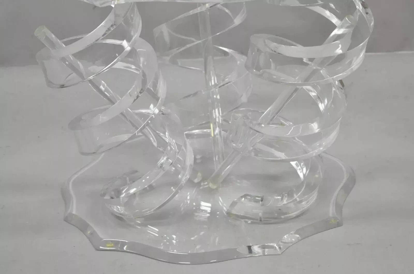 Mid-Century Modern Vintage Mid Century Modern Lucite Spiral Coil Curly Cue Side Table Coffee Table For Sale