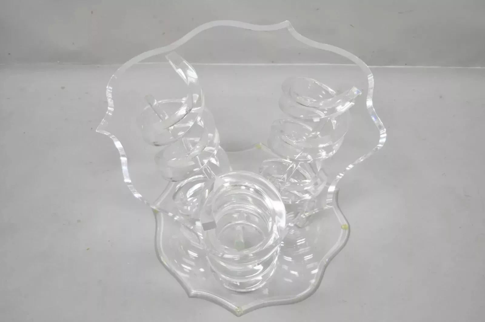 Vintage Mid Century Modern Lucite Spiral Coil Curly Cue Side Table Coffee Table In Good Condition For Sale In Philadelphia, PA