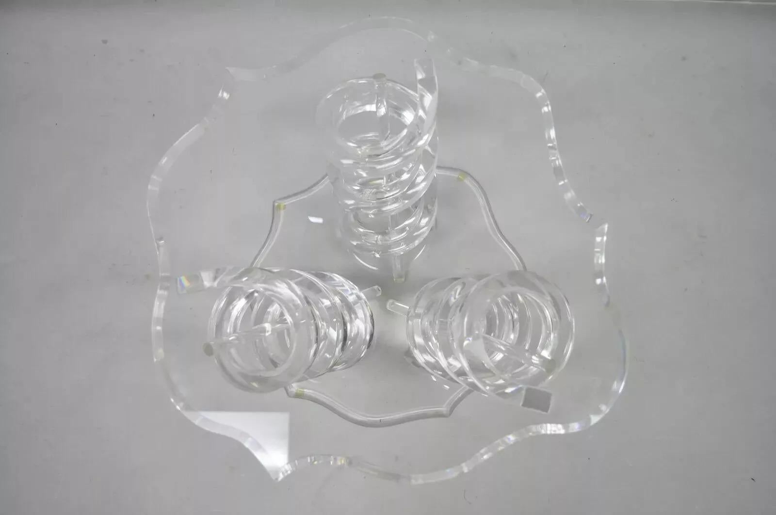20th Century Vintage Mid Century Modern Lucite Spiral Coil Curly Cue Side Table Coffee Table For Sale