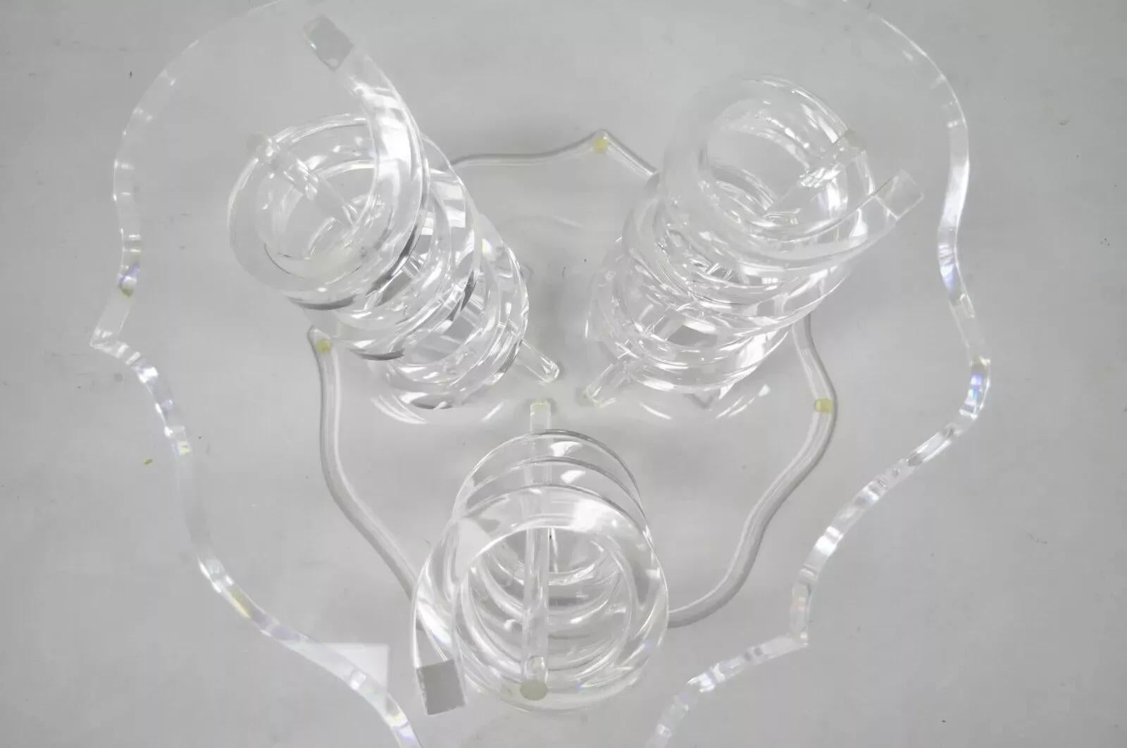 Vintage Mid Century Modern Lucite Spiral Coil Curly Cue Side Table Coffee Table For Sale 1
