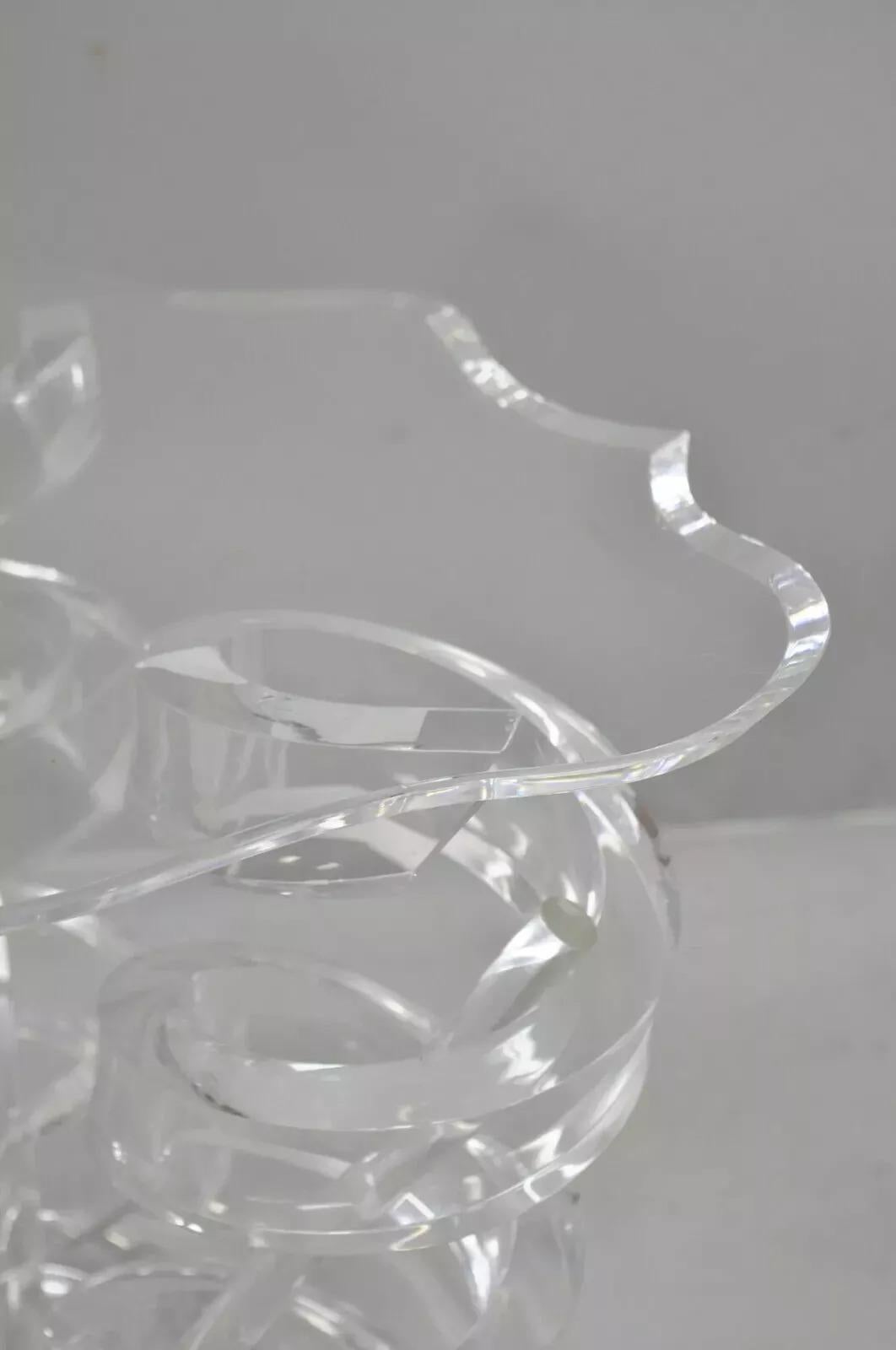 Vintage Mid Century Modern Lucite Spiral Coil Curly Cue Side Table Coffee Table For Sale 2