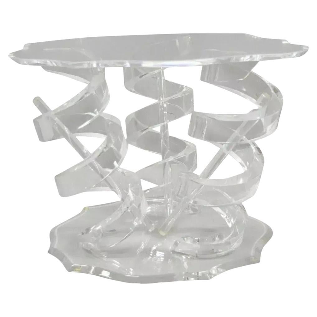 Table d'appoint Vintage Mid Century Modern Lucite Spiral Coil Curly Cue Table basse