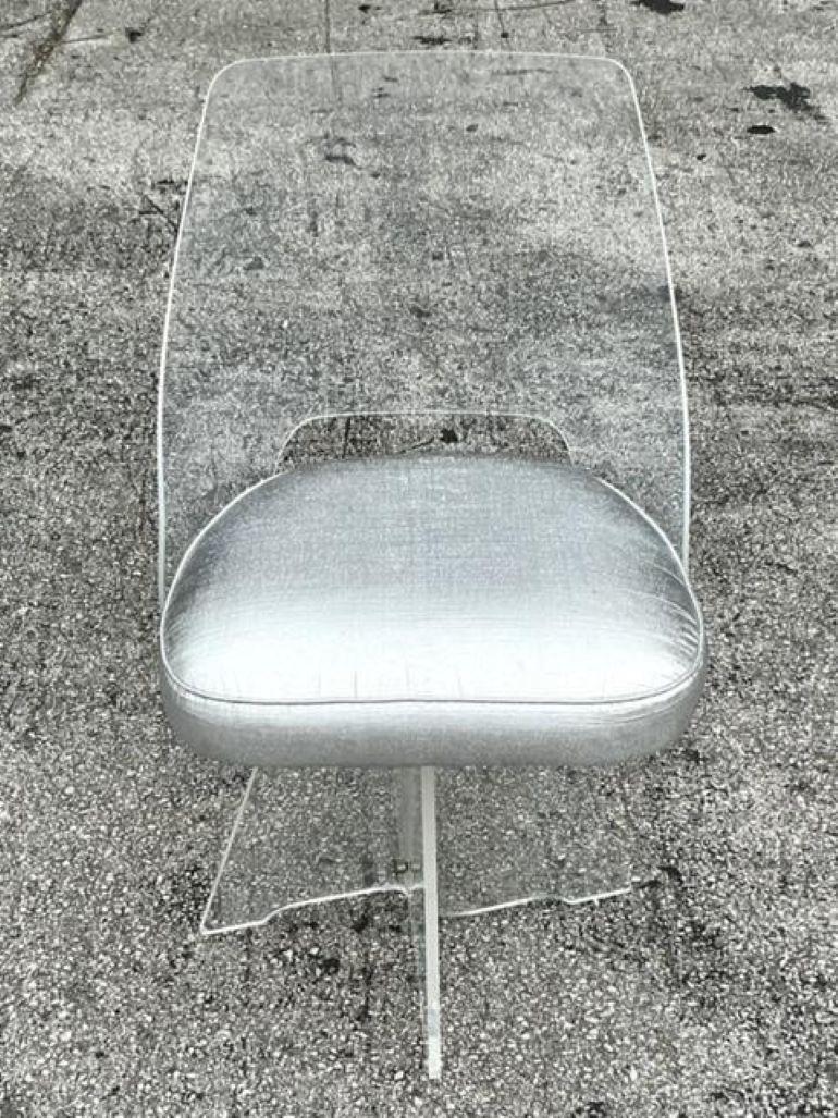 20th Century Vintage Mid-Century Modern Lucite Swivel Chair After Charles Hollis Jones For Sale
