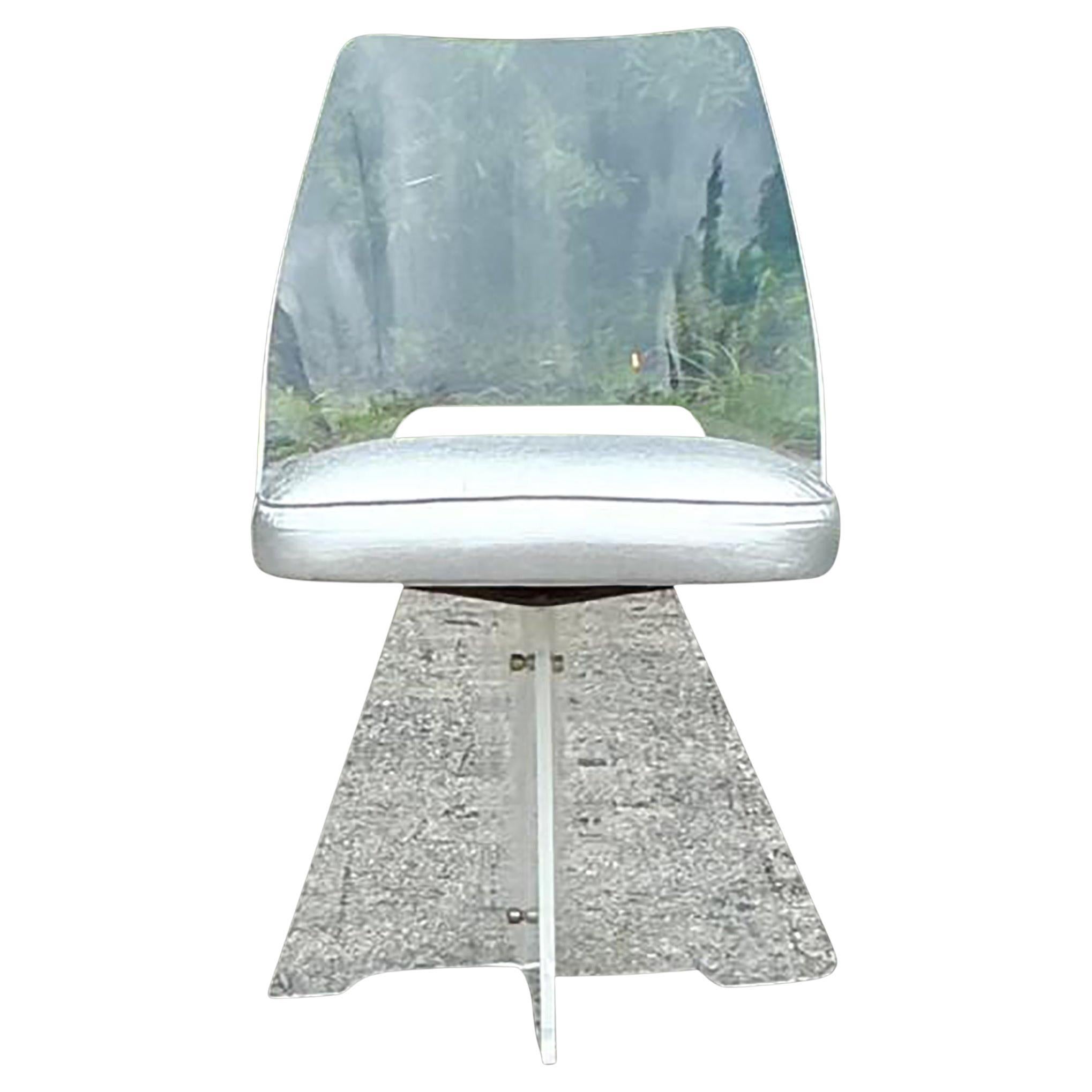 Vintage Mid-Century Modern Lucite Swivel Chair After Charles Hollis Jones For Sale