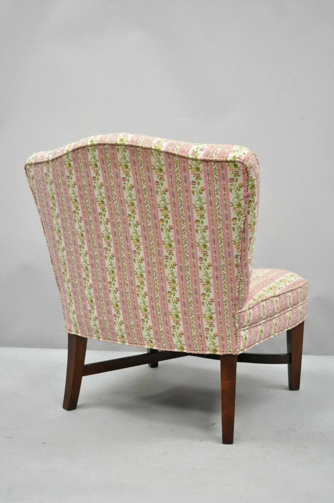 Vintage Mid Century Modern Mahogany Frame Low Slipper Lounge Chair w/ Stretcher For Sale 3