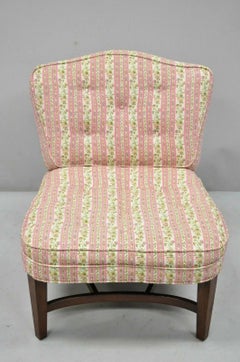 Vintage Mid Century Modern Mahagoni Frame Low Slipper Lounge Stuhl w / Stretcher