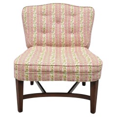 Vintage Mid Century Modern Mahogany Frame Low Slipper Lounge Chair w/ Stretcher