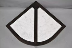 Vintage Mid Century Modern Mahogany & Marble Top Slice Corner Side Table