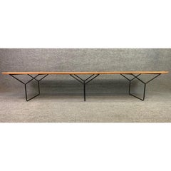 Vintage Mid-Century Modern Mahogany Slat Bench by Harry Bertoia for Knoll
