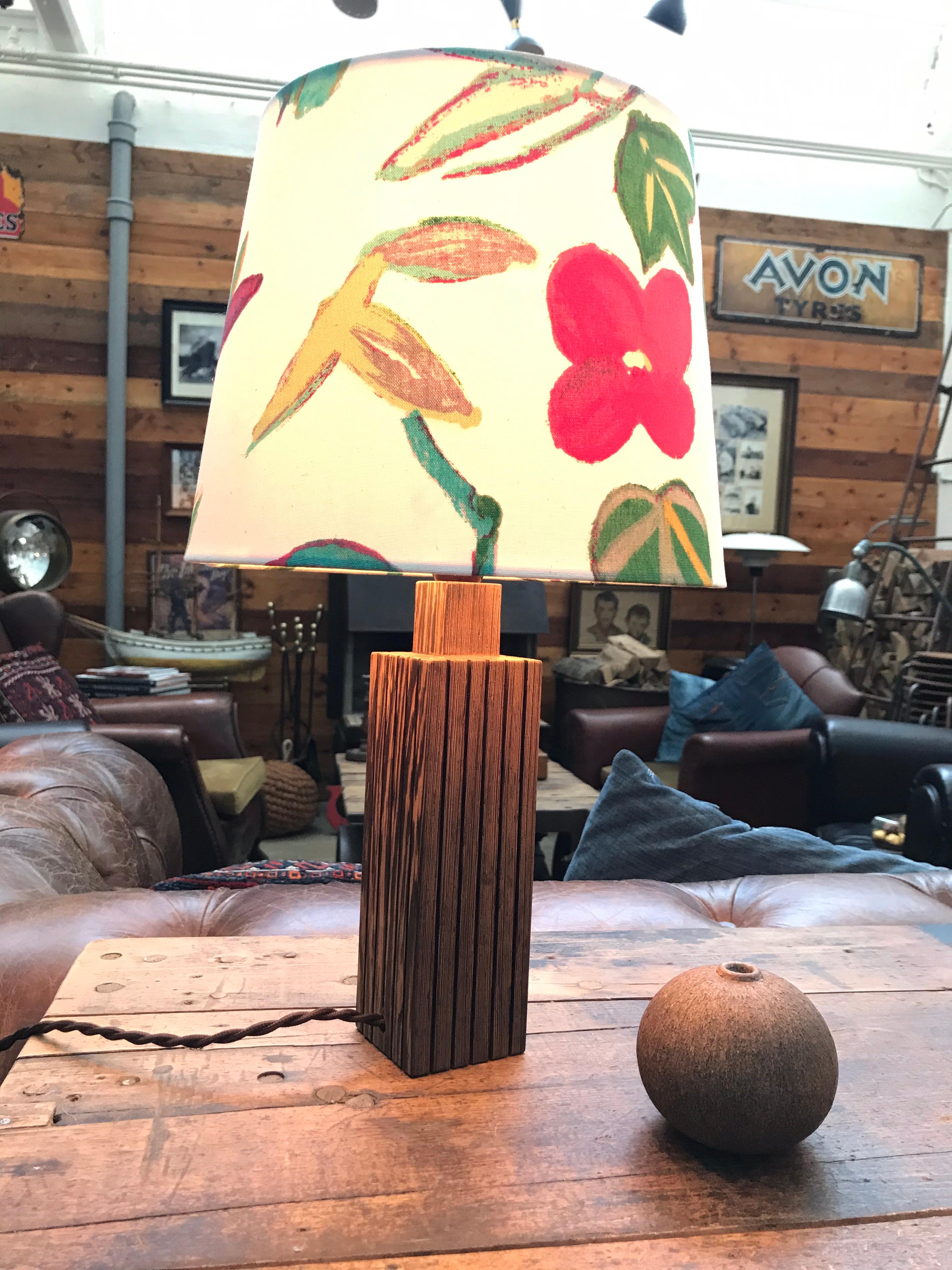 Vintage Mid-Century Modern Mahogany Table Lamp with an ArtbyMay Lamp Shade For Sale 2