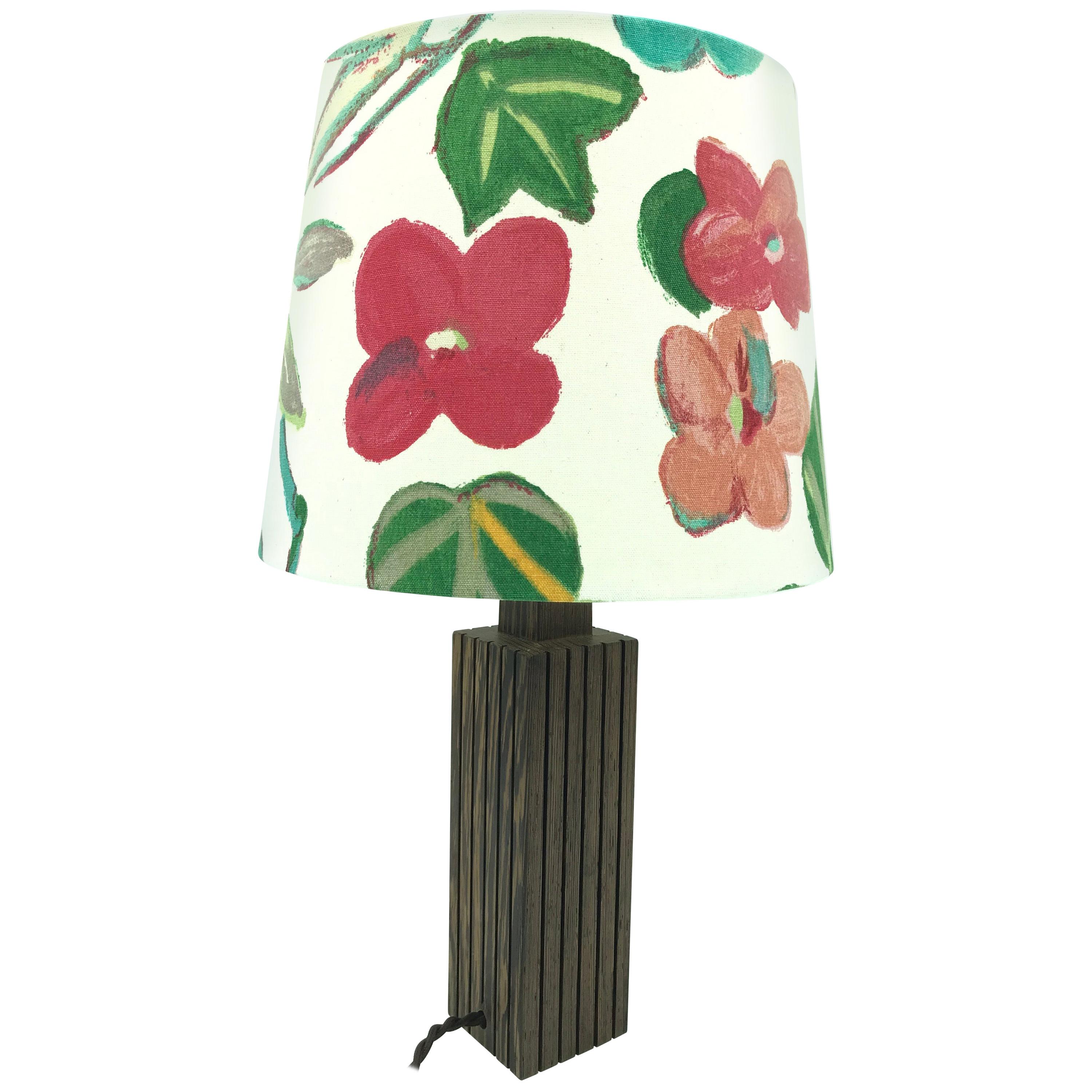 Vintage Mid-Century Modern Mahogany Table Lamp with an ArtbyMay Lamp Shade For Sale