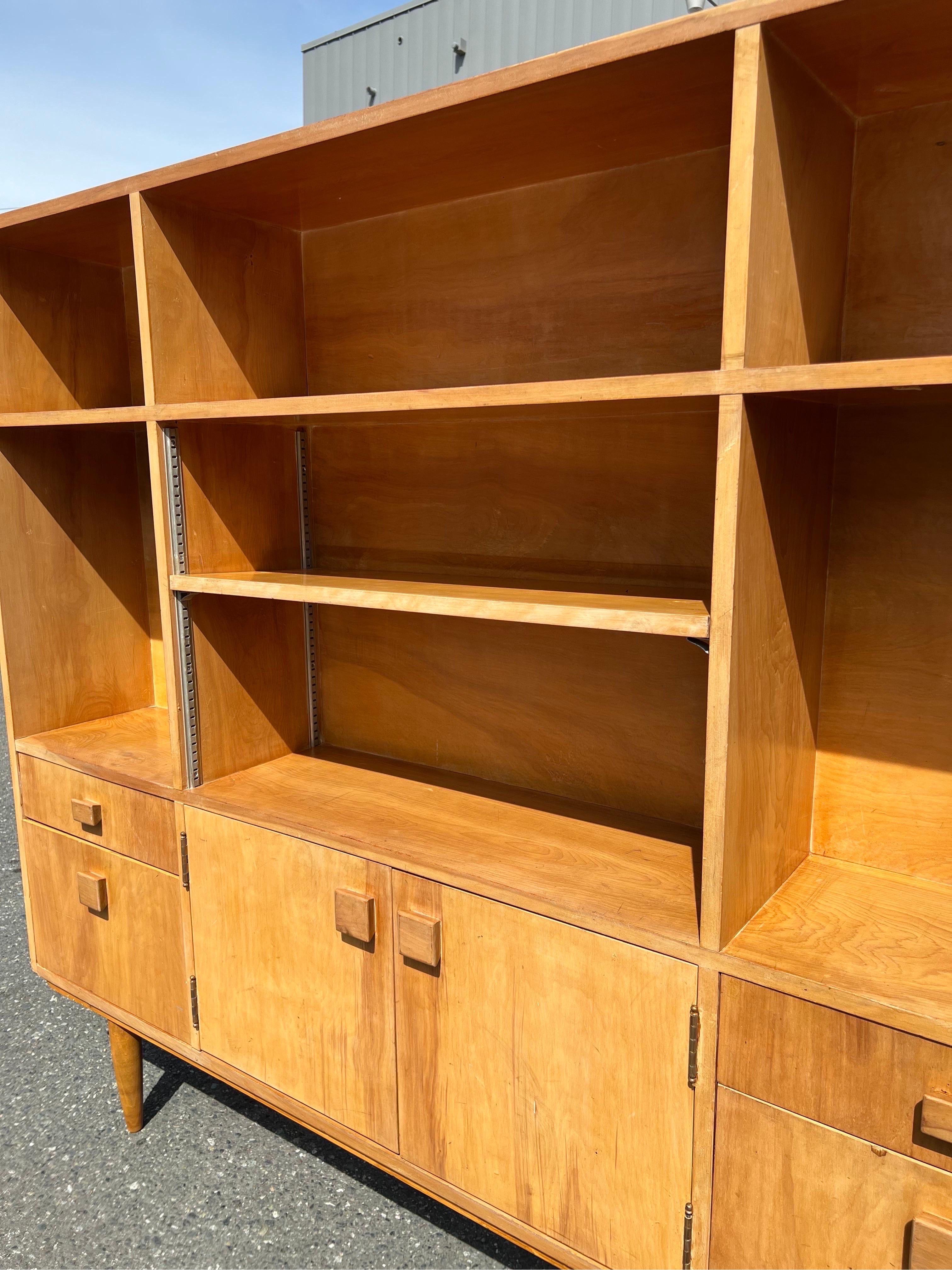 Vintage Mid-Century Modern Maple Book Case Etagere or Storage Cabinet In Good Condition In Seattle, WA