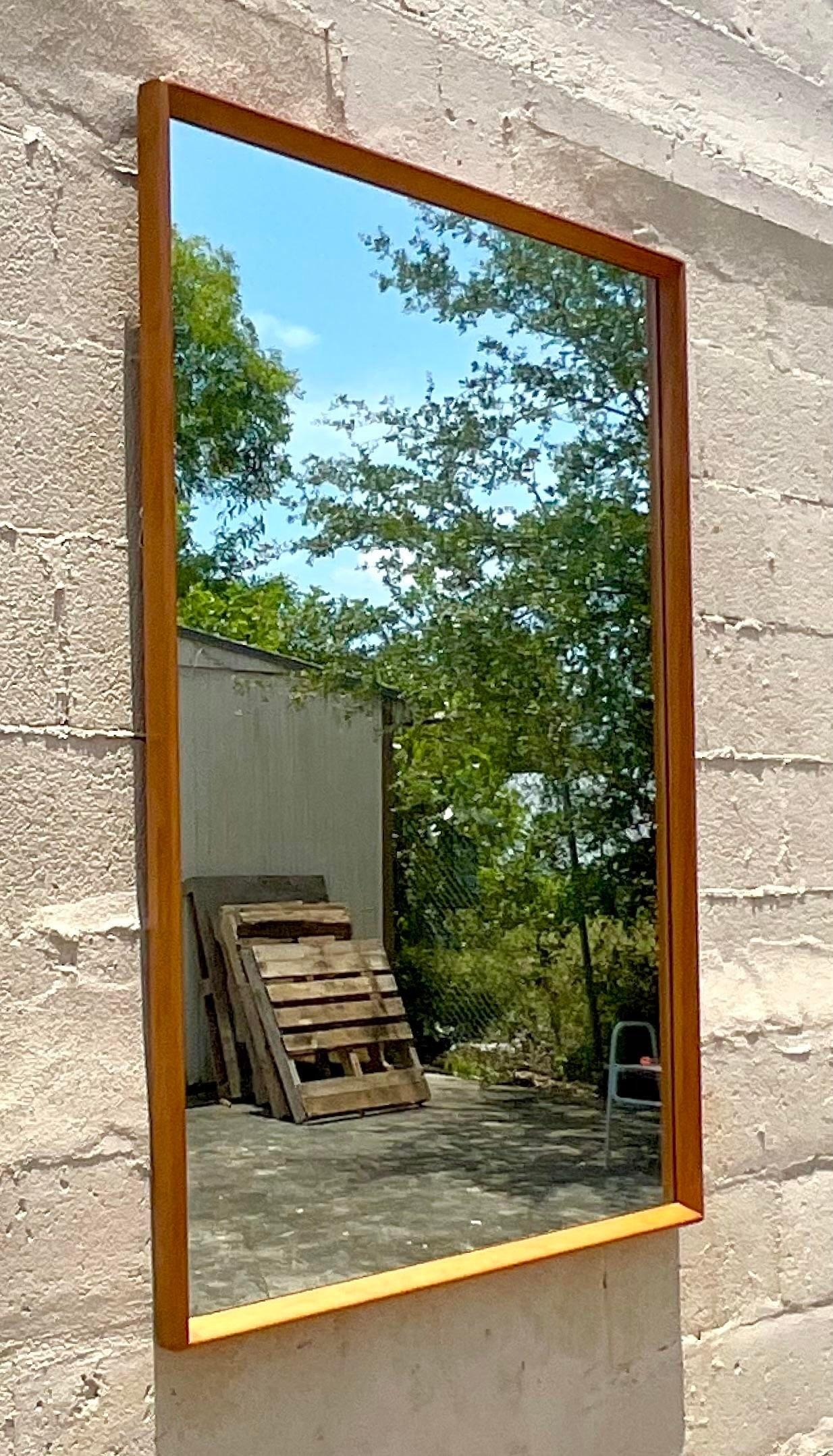Vintage Mid-Century Modern Maple Wood Mirror After Heywood Wakefield In Good Condition For Sale In west palm beach, FL