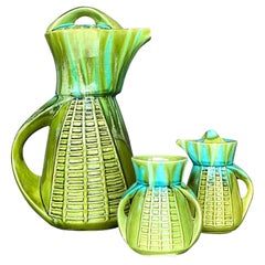 Vintage Mid-Century Modern Marcia of California Glazed Ceramic CoffeeService-3pc