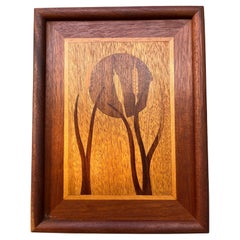 Vintage Mid Century Modern Marquetry Intarsien Holz Wandkunst. Circa 1960er Jahre