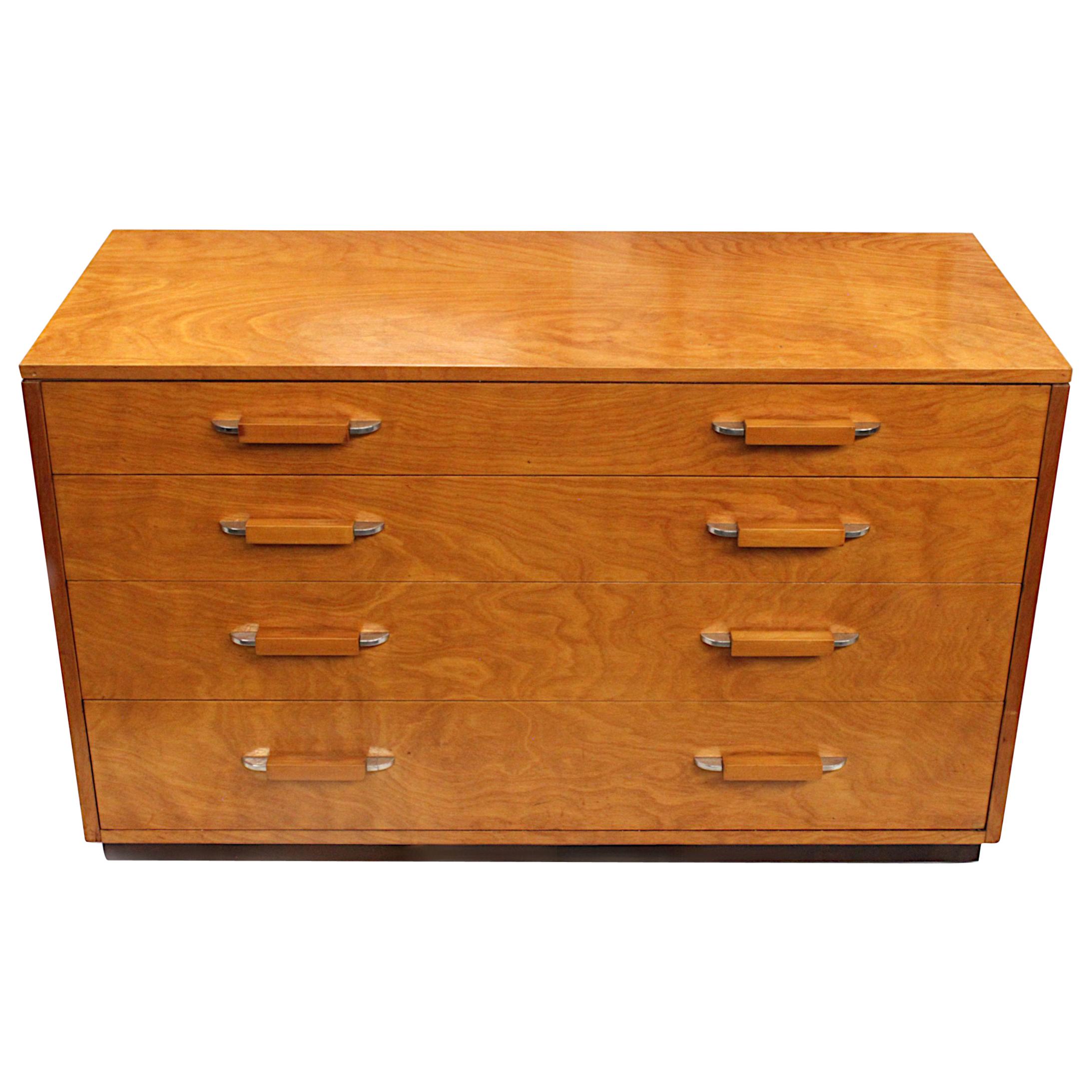 Vintage Mid-Century Modern Matched-Grain Birch Console Dresser by Eliel Saarinen