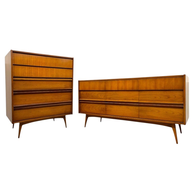 tall and short dresser set Mid-Century Tall & Low Dresser Set Home and Closet Vintage