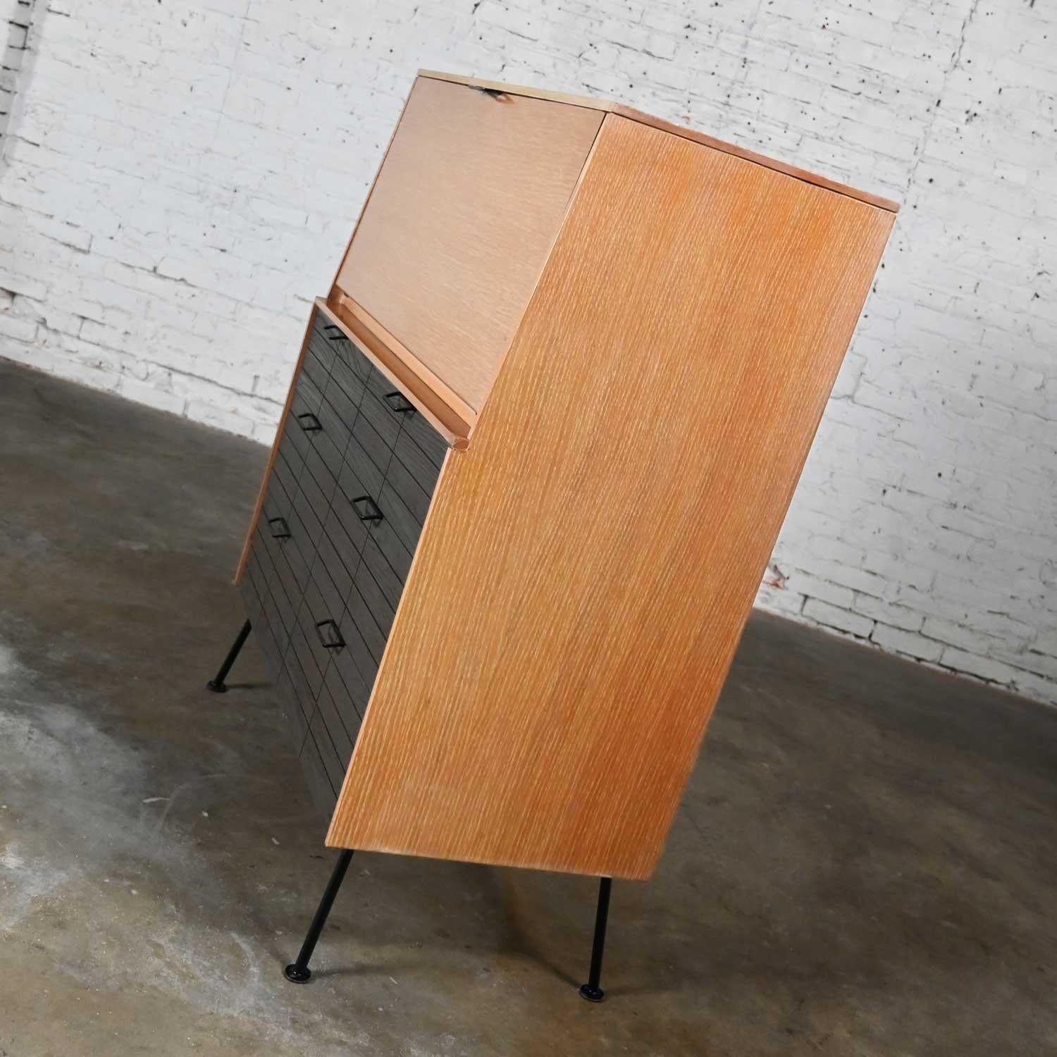 Limed Vintage Mid-Century Modern Mengel Drop Front Secretary Desk by Raymond Loewy For Sale