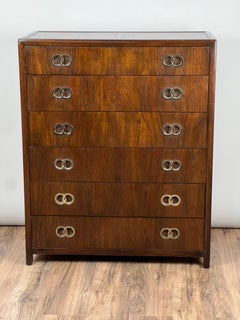 Vintage Mid-Century Modern Michael Taylor For Baker Furniture Walnut Six Drawer