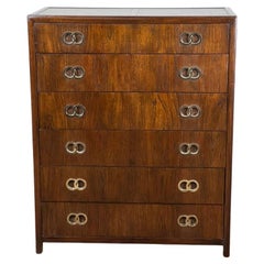 Vintage Moderno de Mediados de Siglo Michael Taylor Para Baker Mueble Nogal Seis Cajones