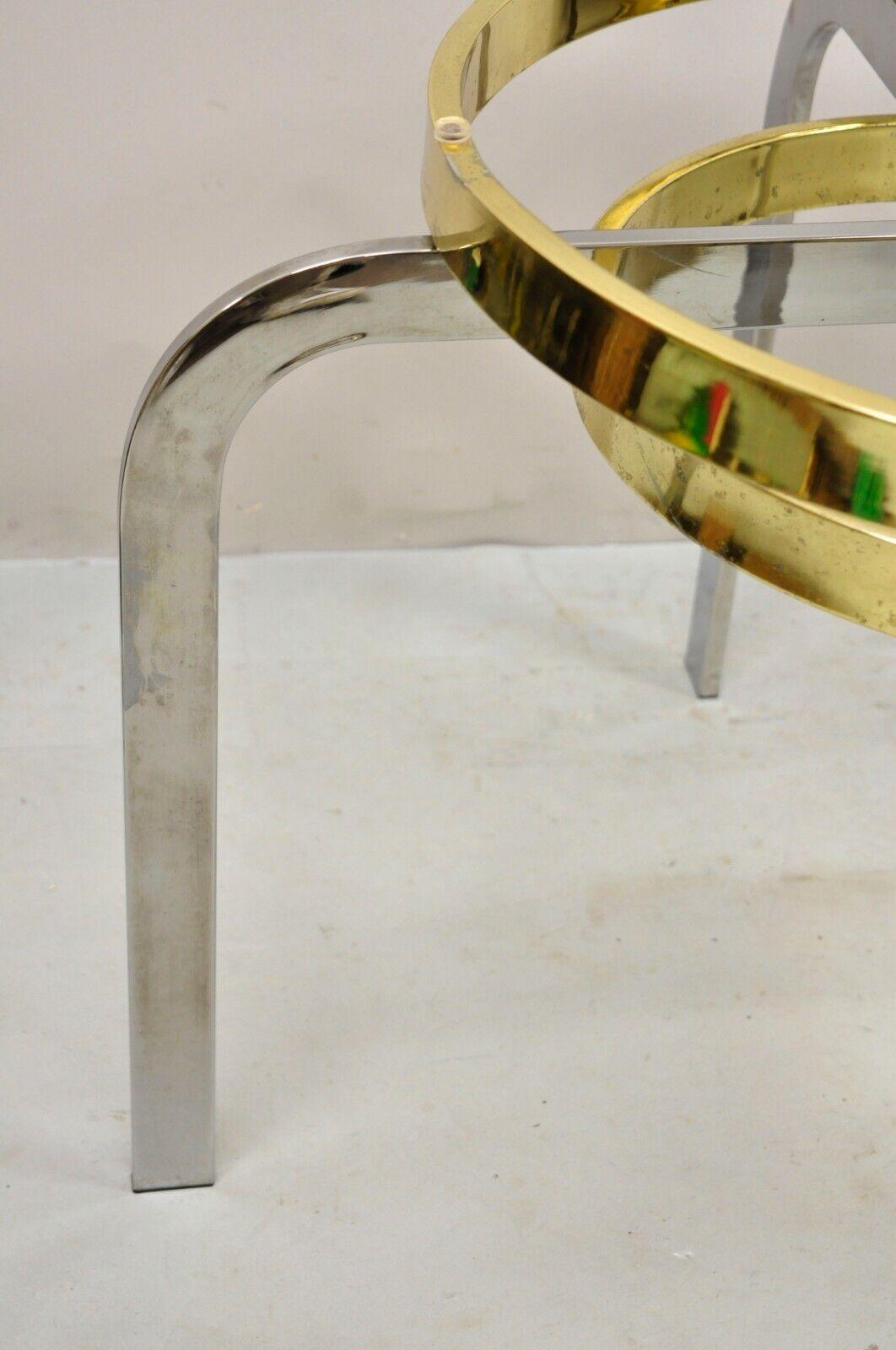 Vintage Mid-Century Modern Milo Baughman Style Chrome Brass Round Side Table For Sale 6