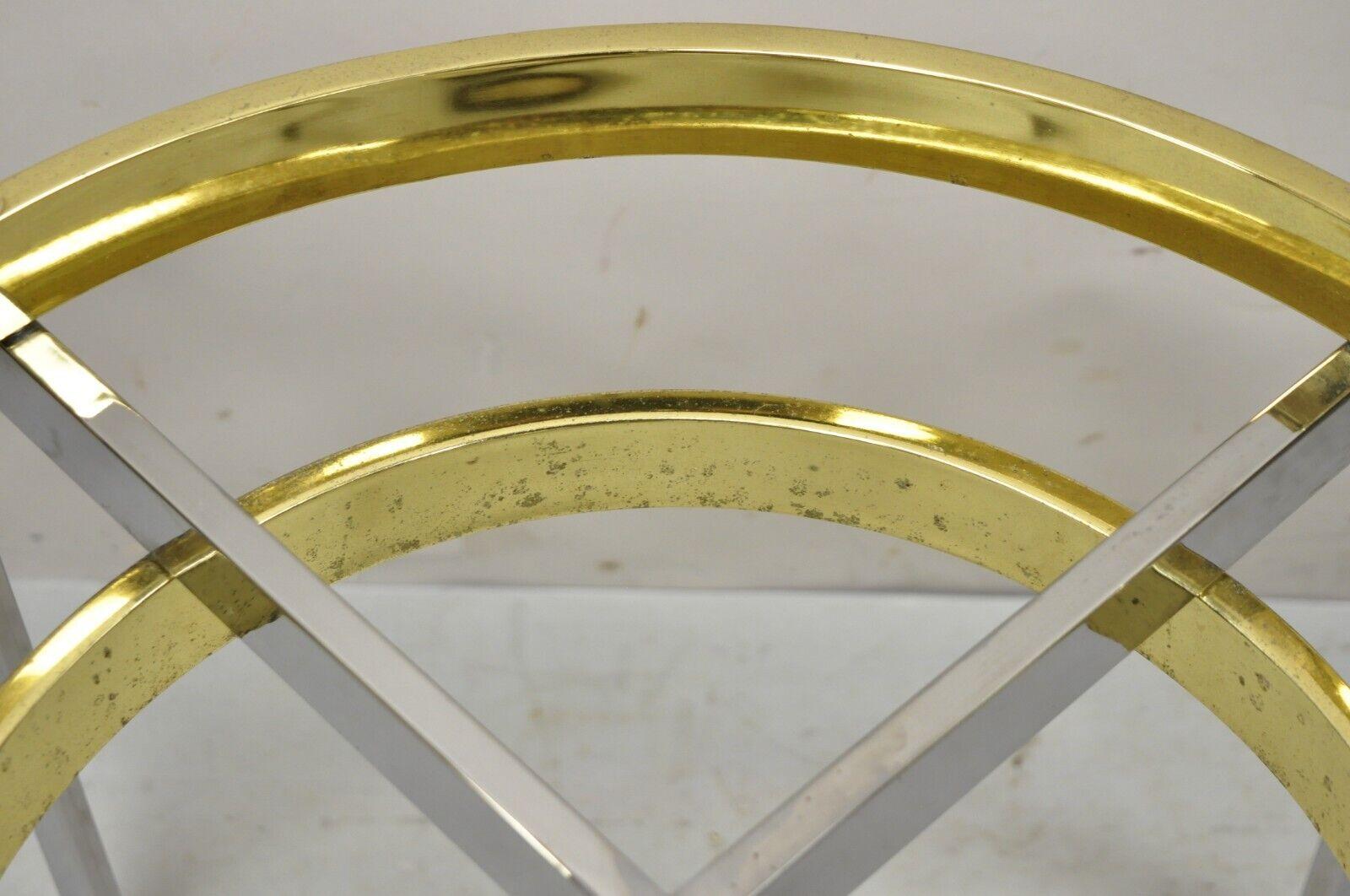 Vintage Mid-Century Modern Milo Baughman Style Chrome Brass Round Side Table For Sale 3
