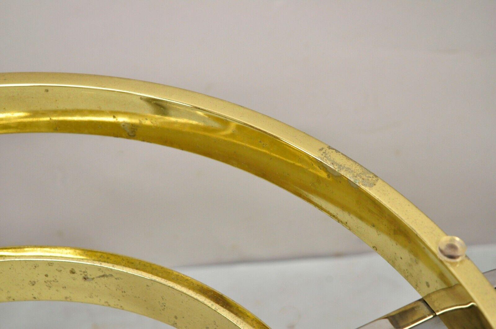 Vintage Mid-Century Modern Milo Baughman Style Chrome Brass Round Side Table For Sale 5