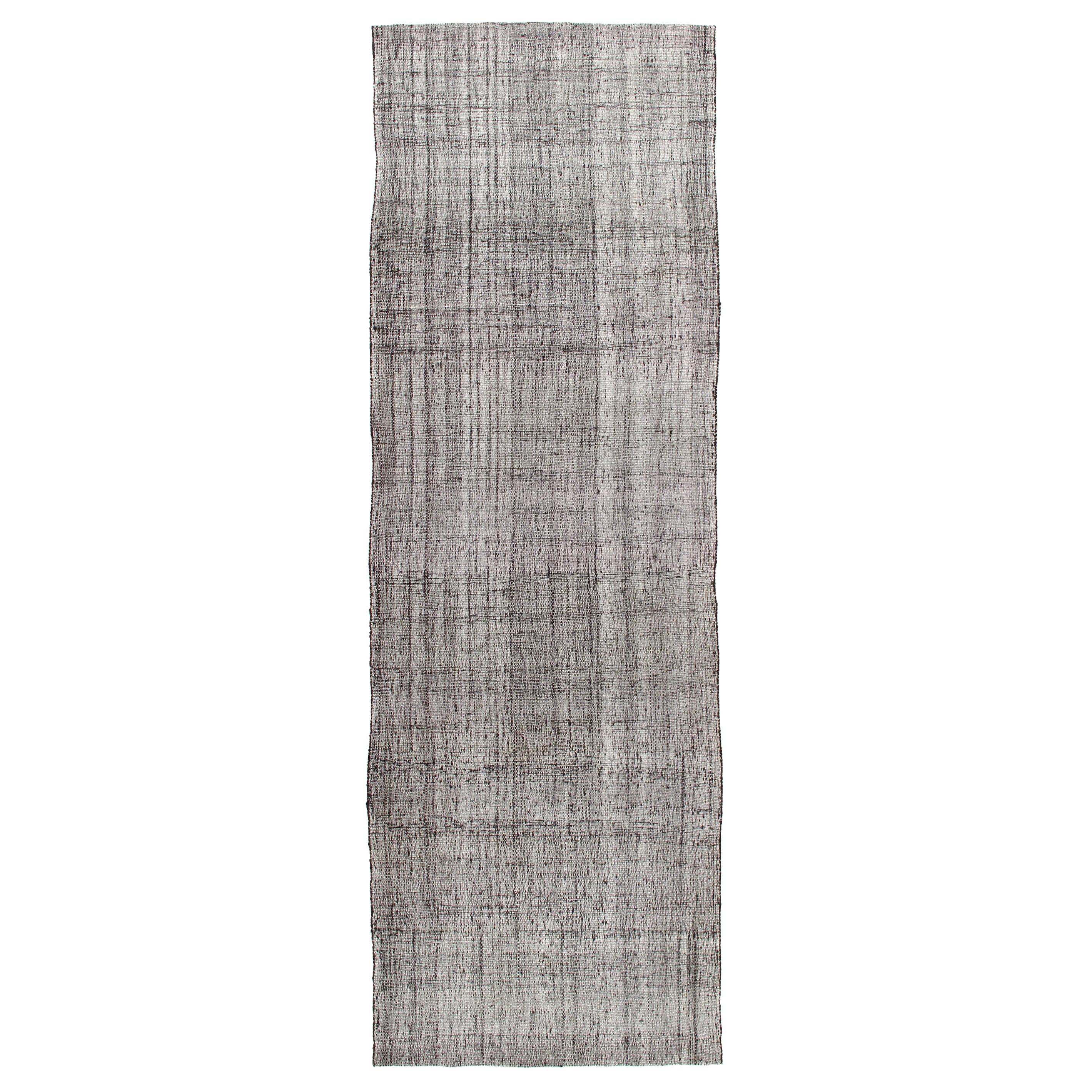 Vintage Mid-Century Modern Minimalist Flat-Weave Runner Rug