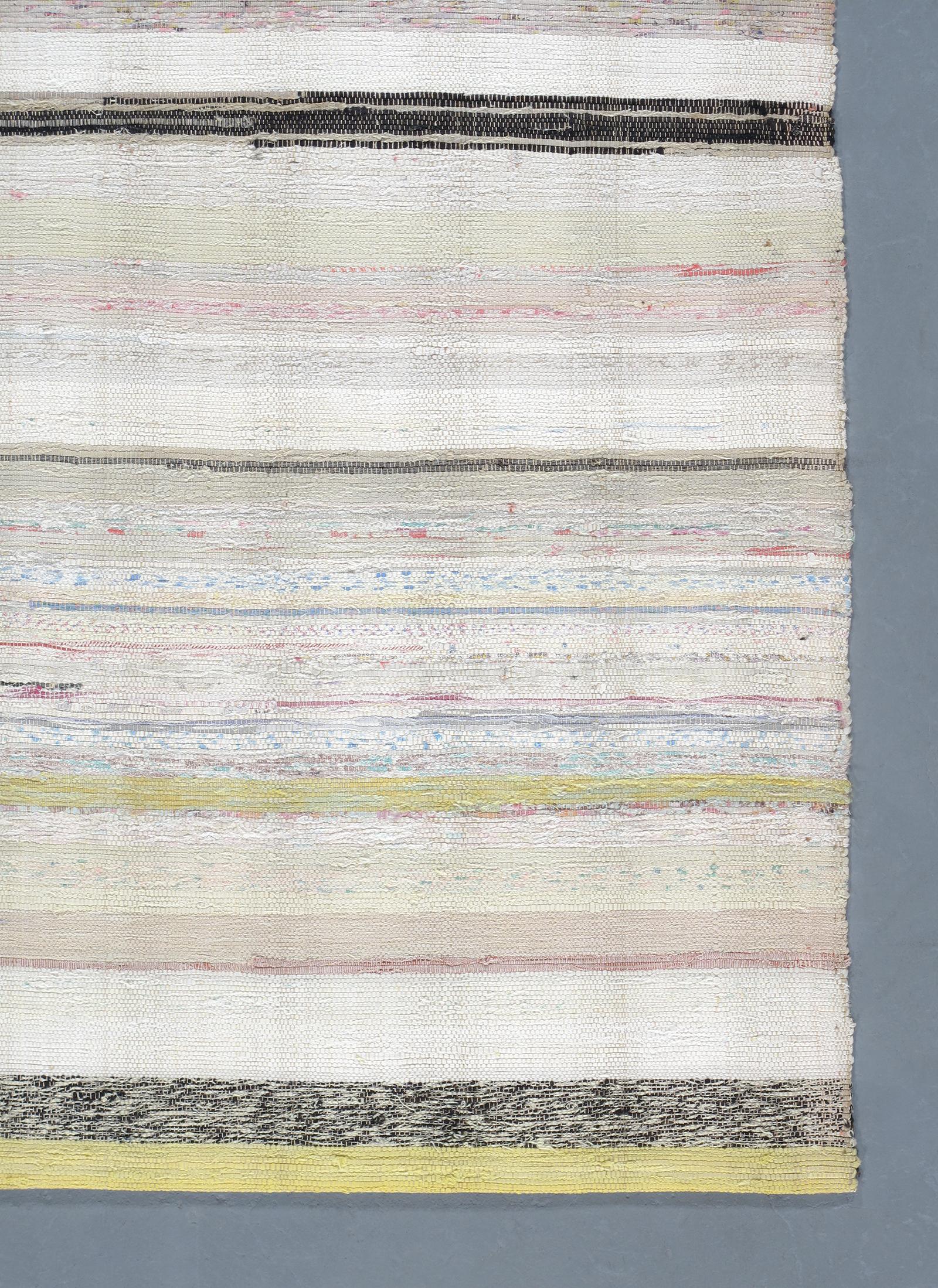Hand-Woven Vintage Mid-Century Modern Minimalist Flat-Weave Rug For Sale