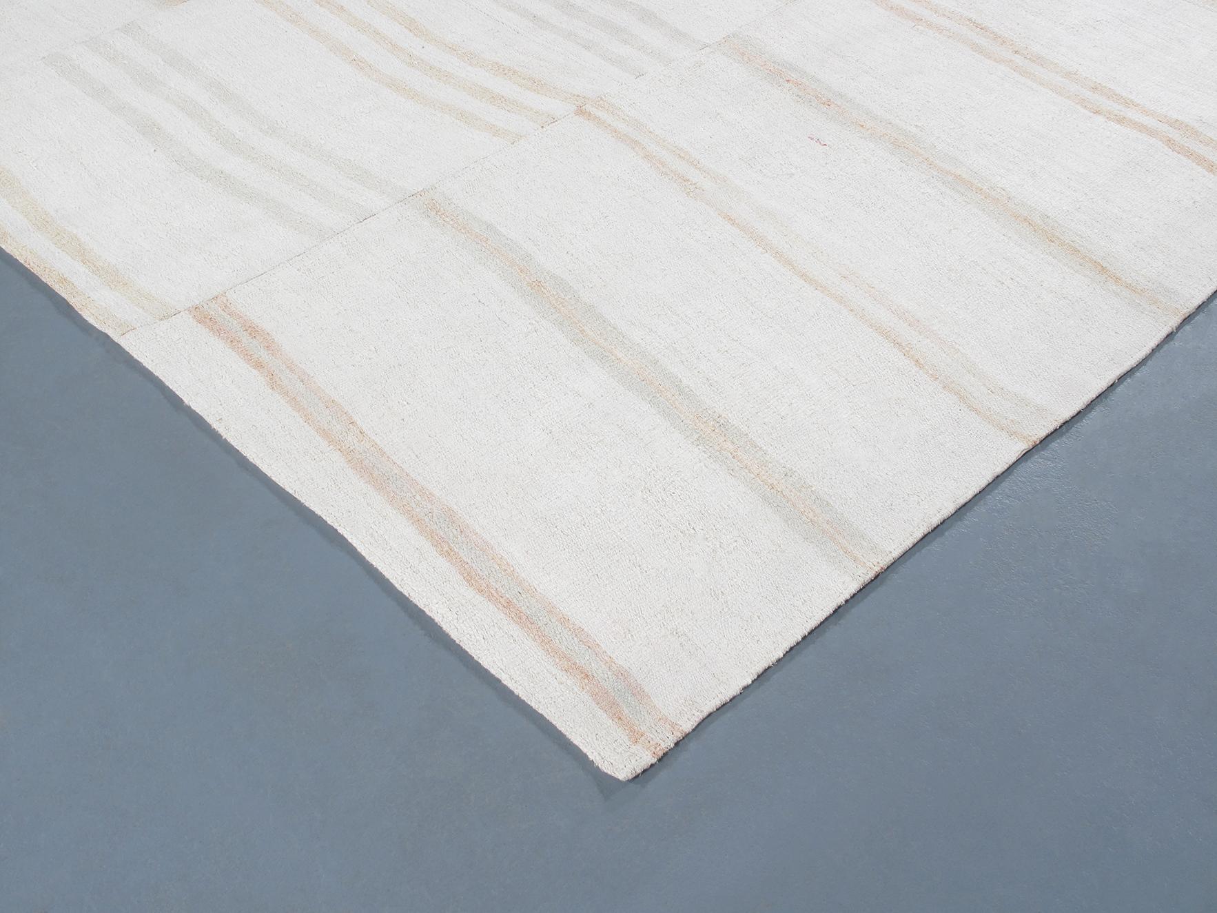 Moderner, minimalistischer Flachgewebe-Teppich im Mid-Century Modern-Stil (Handgewebt) im Angebot