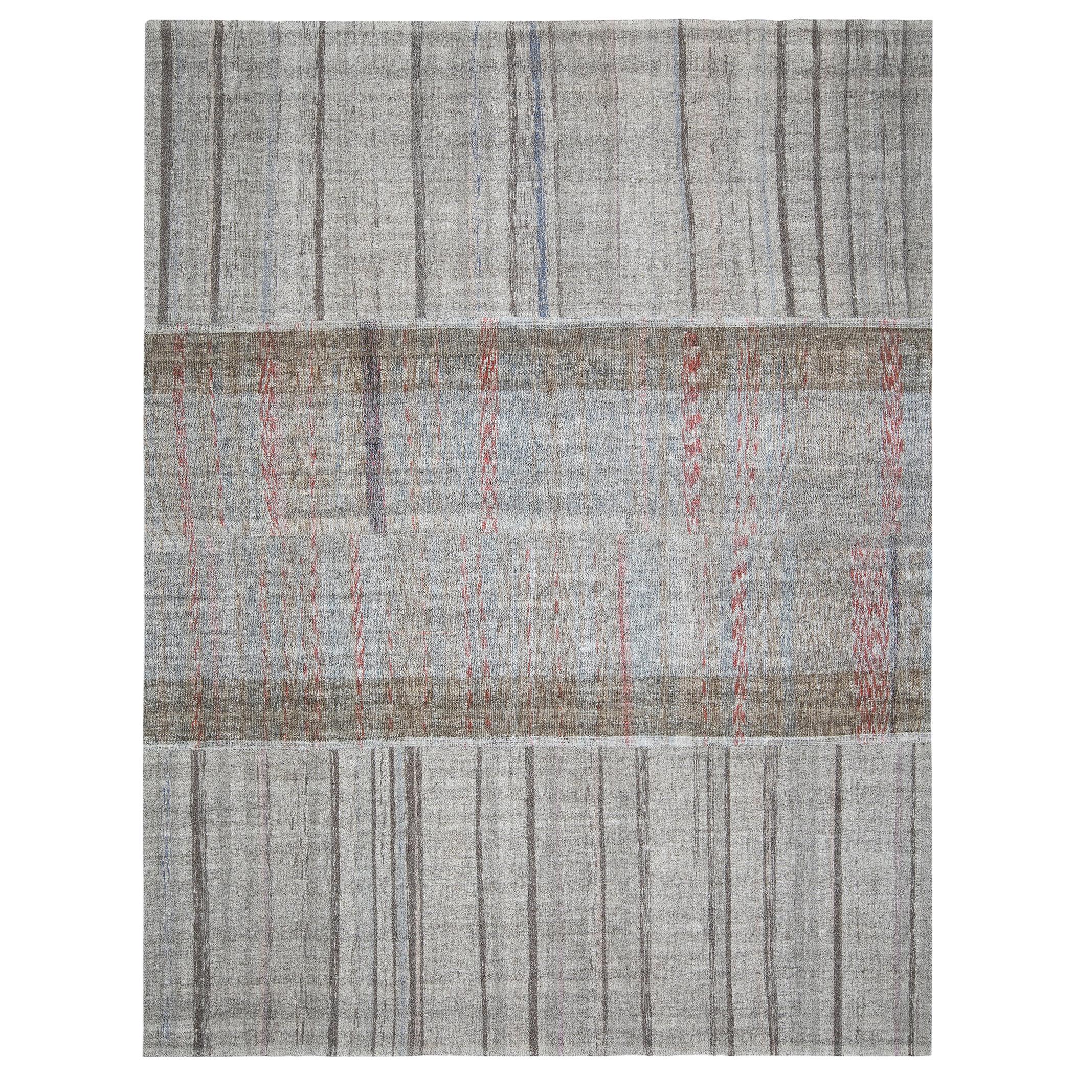 Vintage Mid-Century Modern Minimalist Flatweave Rug For Sale