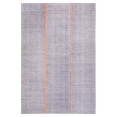 Tappeto vintage a trama piatta minimalista della metà del secolo scorso nei toni del viola e dell'arancione