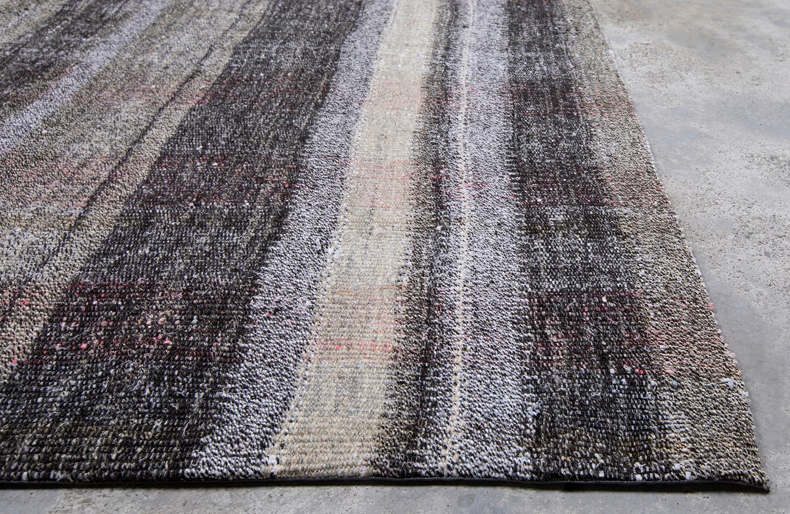 Persian Vintage Mid-Century Modern Minimalist Flatweave Runner Rug For Sale