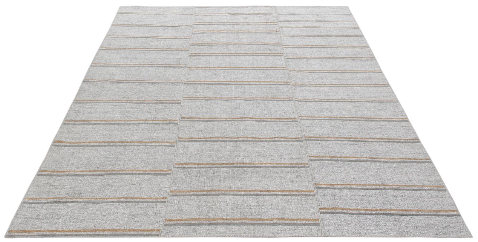 Hand-Woven Vintage Mid-Century Modern Minimalist Persian Flat-Weave Rug For Sale