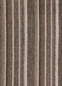 Vintage Mid-Century Modern Minimalist Persian Flatweave Stripe Rug