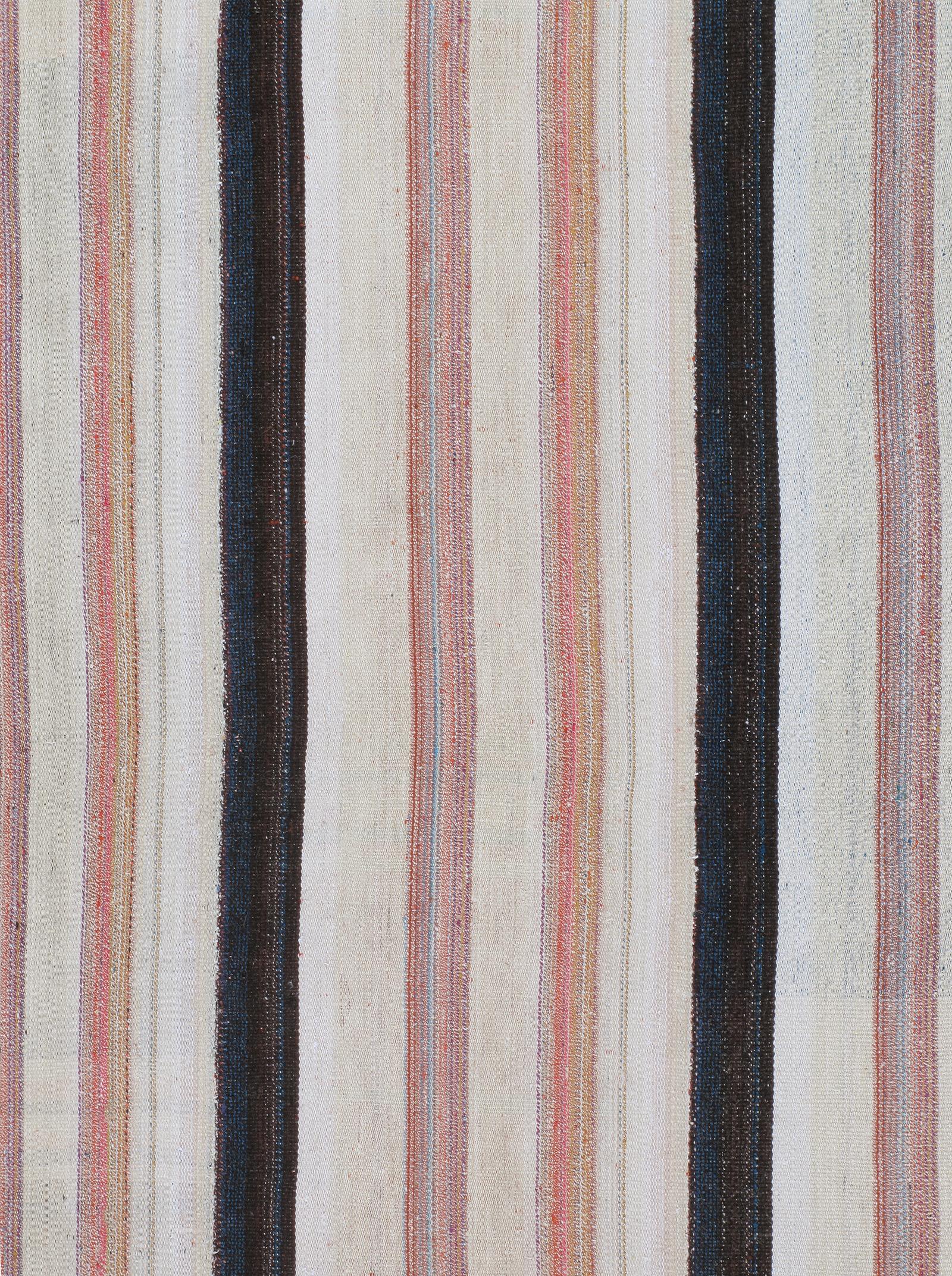 Hand-Woven Vintage Mid-Century Modern Minimalist Persian Pelas Flat-Weave Rug For Sale